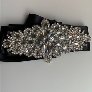 Rhinestone with black satin sash